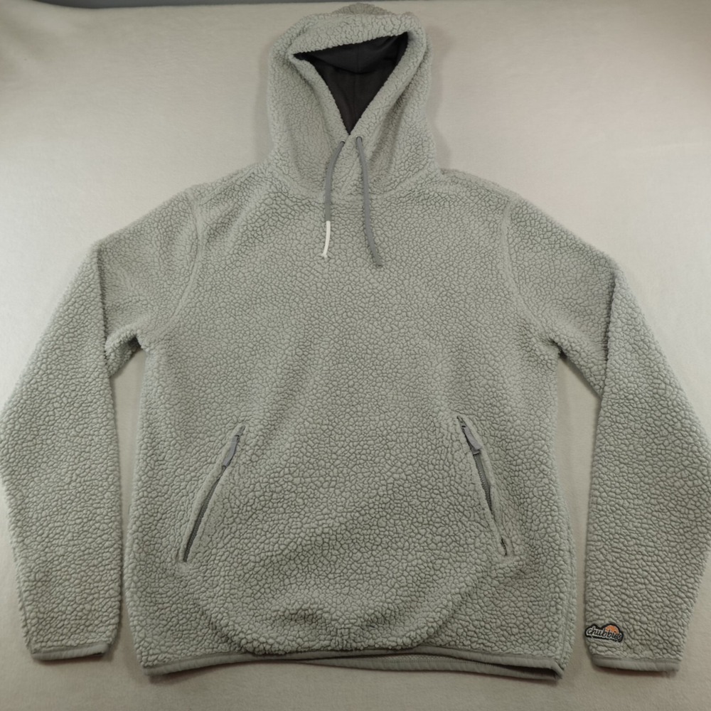 Chubbies Hoodie Men's Size‎ Medium Silver Gray Hi Pile Sherpa Fleece Soft